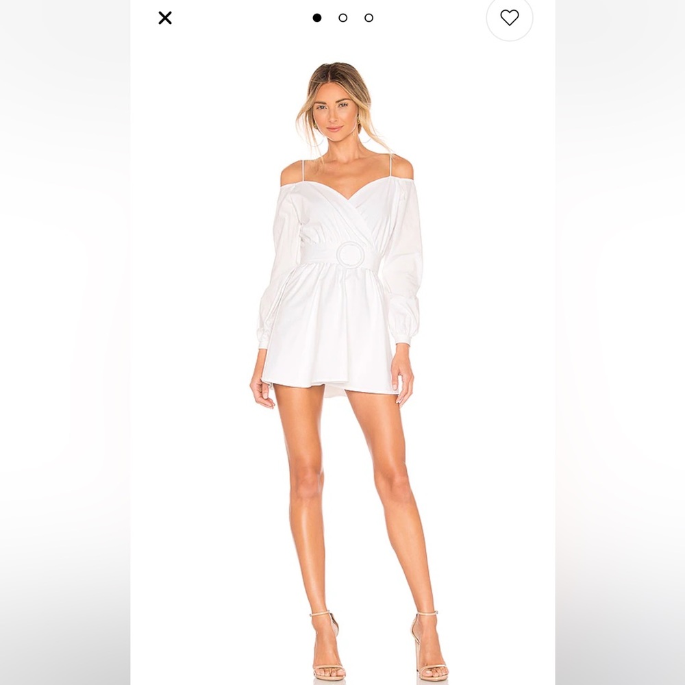 Superdown White Leia Off Shoulder Dress w/ Belt
